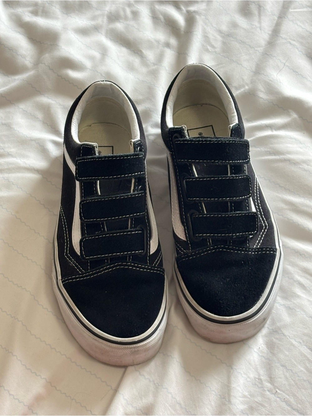 Vans  Black and White Velcro Skate Shoes